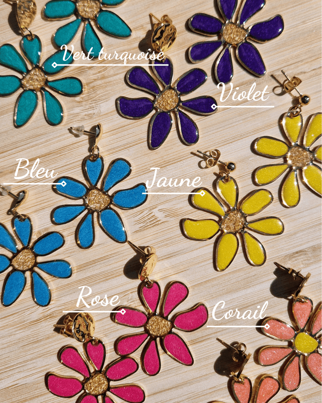 Floraya - Boucles d’oreilles en résine faite main