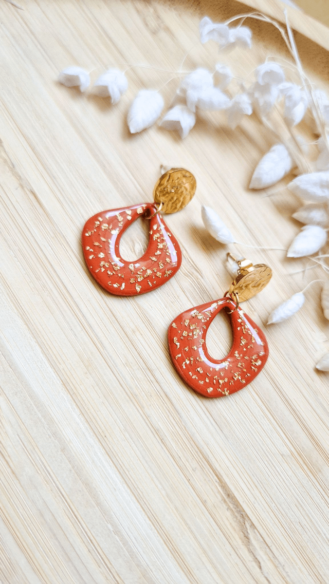 Soleil d’Argile - Boucles d'oreilles en pâte polymère et résine. 