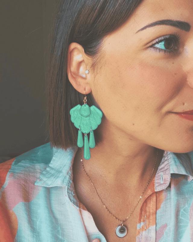 Calypso - Boucles d'oreilles en pâte polymère et résine. 