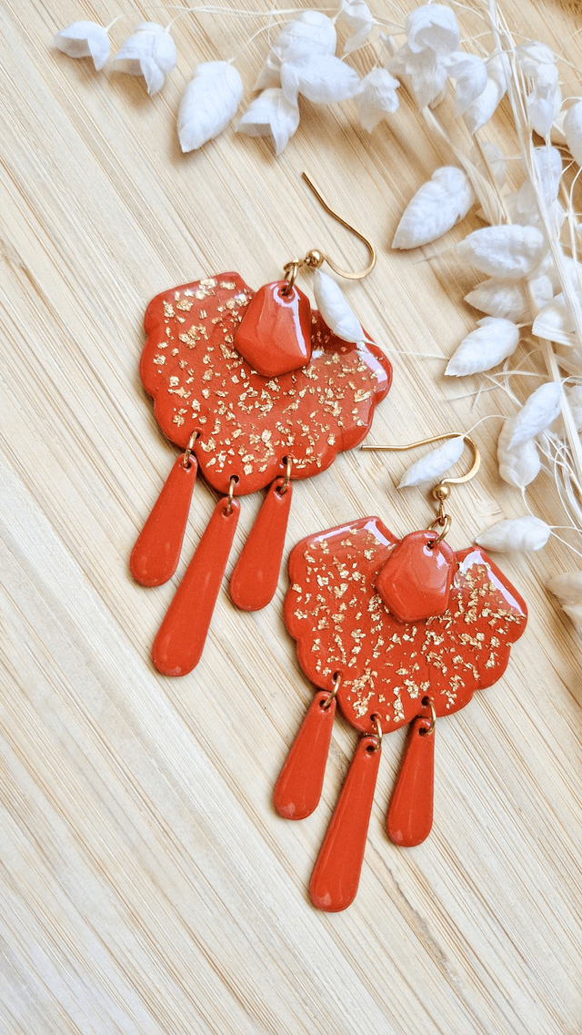 Soleil d’Argile - Boucles d'oreilles en pâte polymère et résine. 